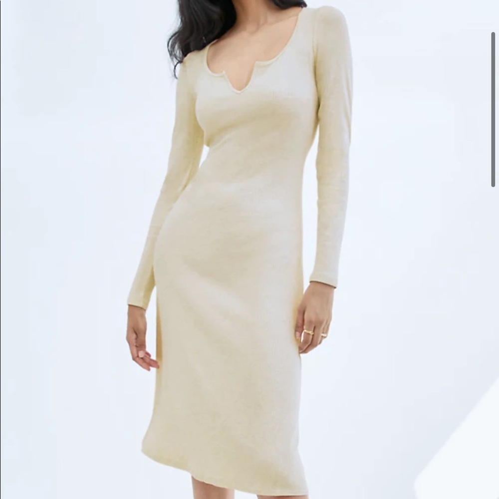Ribbed long sleeve dress in BLACK